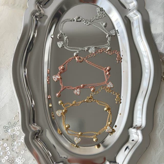 Socrush.bkk | FALLING LOVE bracelet | SB-021 | กำไล สร้อยข้อมือ หัวใจ สองเลเยอร์ จี้หัวใจ
