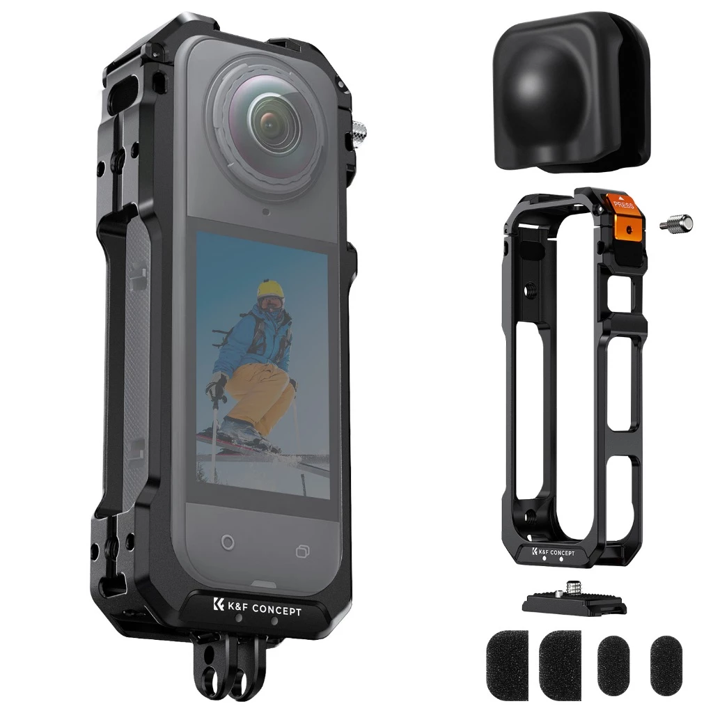 K&F CONCEPT CI01 Camera Aluminum Case for Insta360 X5 Cage พร้อมฝาครอบเลนส์ซิลิโคน มีช่องติดอุปกรณ์ thumbnail 4