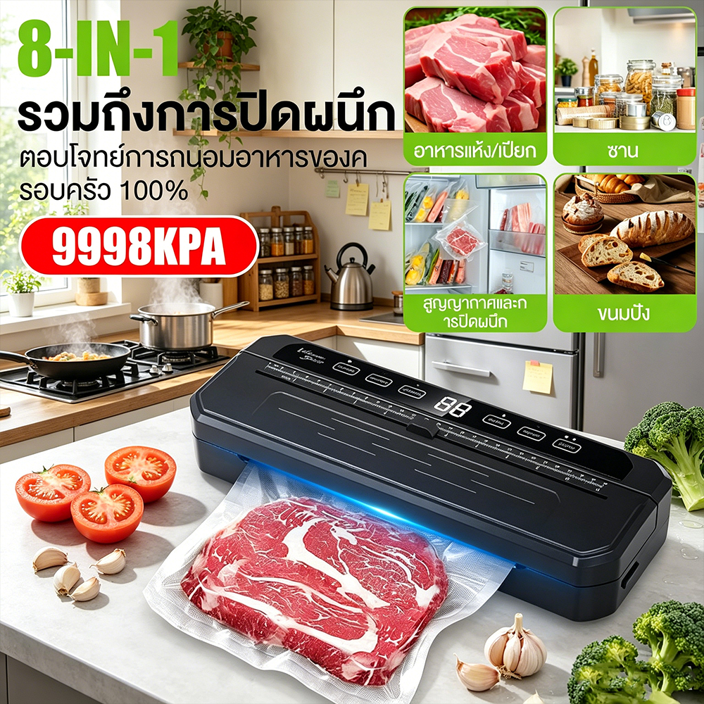Vacuum Sealer เครื่องซีลถุงสุญญากาศ อเนกประสงค์ เก็บความสดอาหาร หน้ากว้าง 300MM แห้งและเปียกได้ พร้อมฟรีถุง10ใบ – โปรปัง
