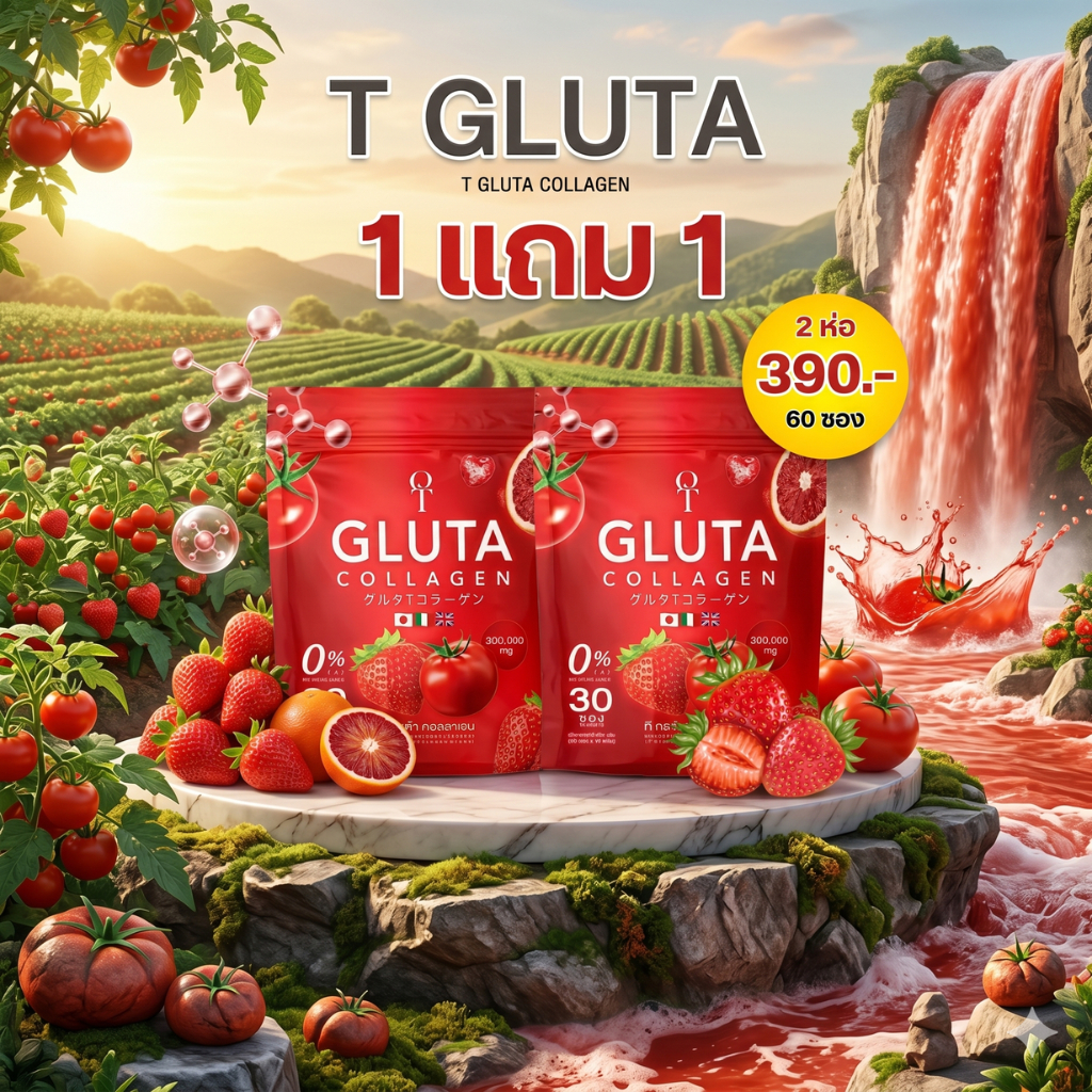 T Gluta collagen (1 แถม 1) คอลลาเจน คอลลาเจนผิว ที กลูต้า (1 ห่อ 30 ซอง)