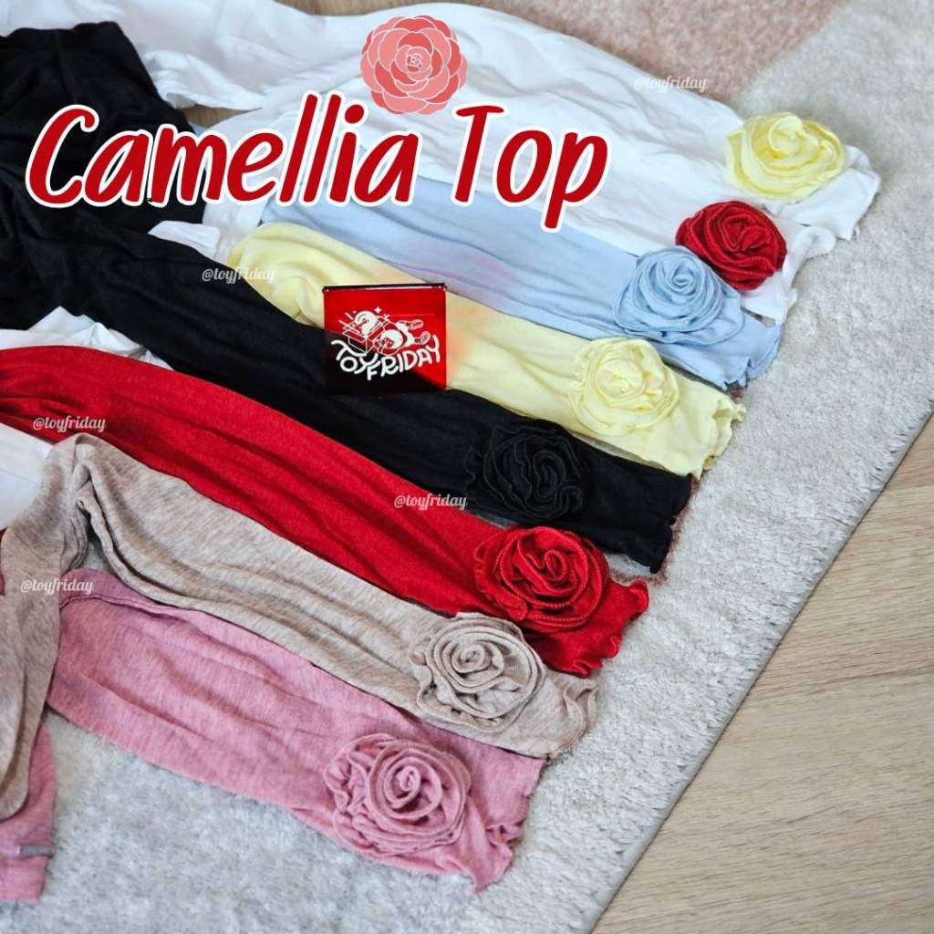 พร้อมส่ง กดเองจากแบรนด์ เสื้อPALOY PL2360 เสื้อแขนยาวสอดมือ ปลายตกแต่งดอกคามิเลีย ของแท้เท่านั้น /toyfriday