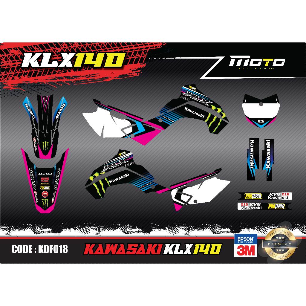 สติ๊กเกอร์ KLX140 L/RF Kawasakiทั้งคัน สติ๊กเกอร์เคลือบเงา สุดคุ้ม