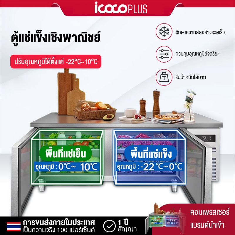 ตู้แช่เย็น ตู้แช่แข็ง ตู้แช่ขนาดใหญ่1.2/1.5/1.8m Freezer ตู้เย็นแช่แข็ง ปรับอุณหภูมิได้7ระดับ ตู้แช่ Power Square