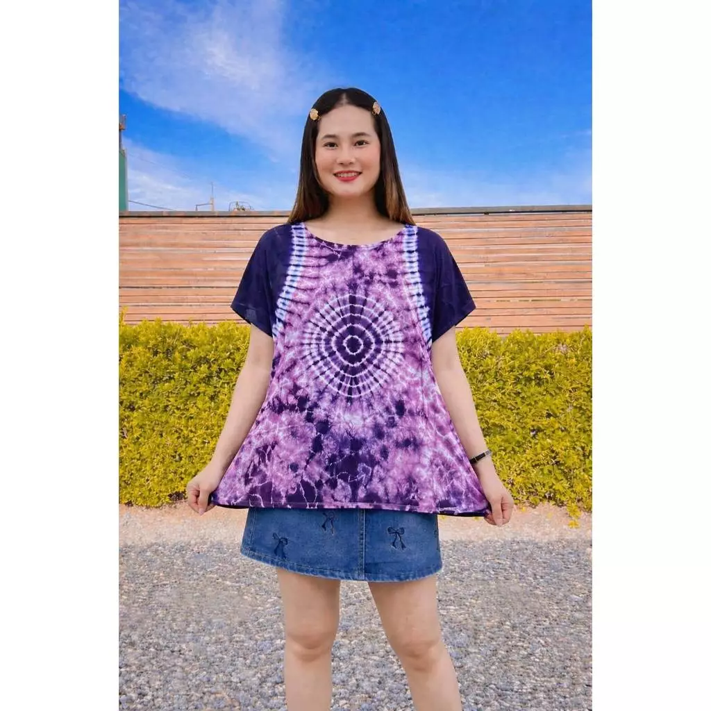 เสื้อมัดย้อมแขนปีก ผ้าแมมเบิร์ตสปัน อก 48 นิ้ว Lady Clothing