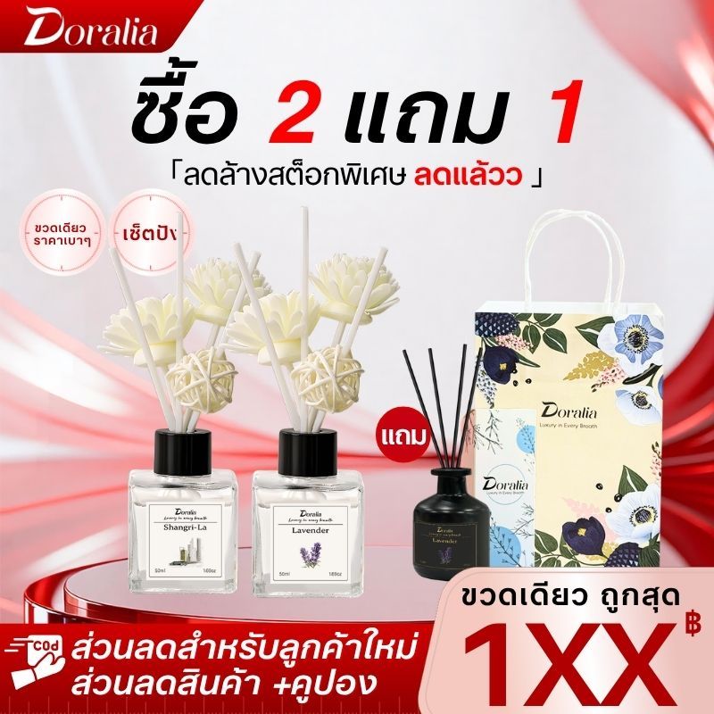 ซื้อ 2 แถม 1 glass Reed Diffuser ก้านไม้หอม ชุดของขวัญ  น้ํามันหอมระเหยอโรม่าแท้กลิ่นผ่อนคลาย