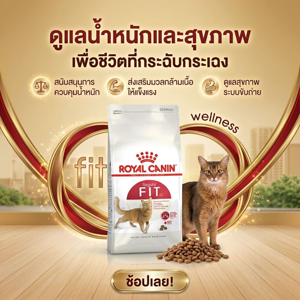 แบบแบ่งขาย Royal Canin Fit อาหารเม็ดแมวโตเลี้ยงปล่อยอายุ 1 ปีขึ้นไป ดูแลปัญหาระบบทางเดินปัสสาวะ