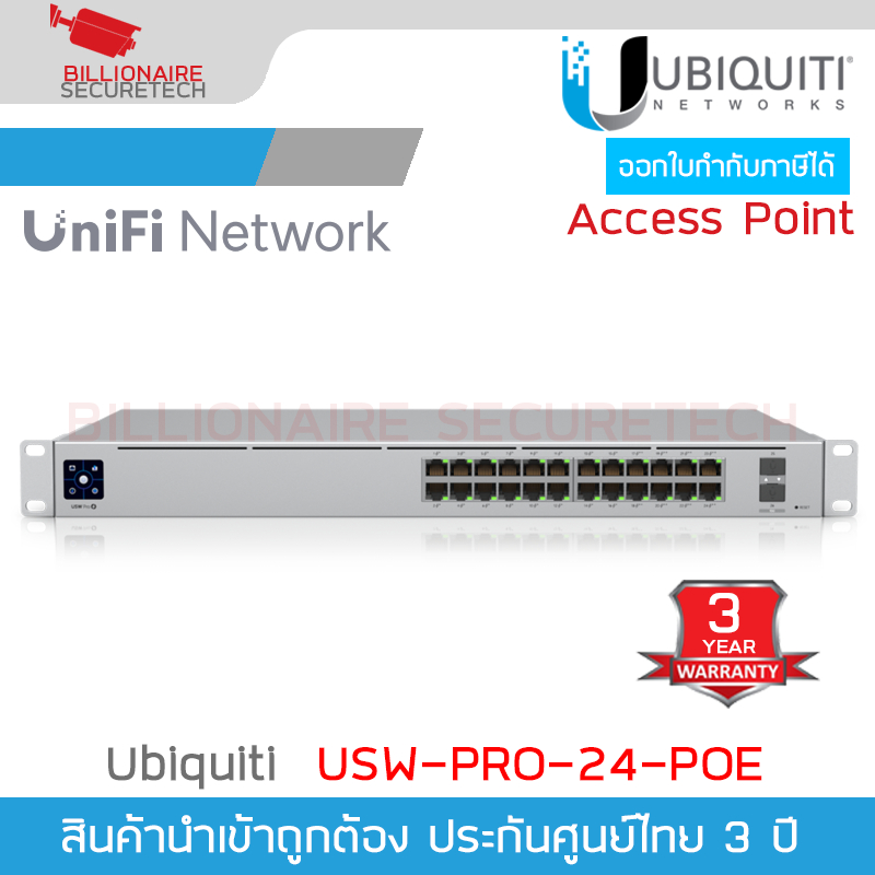 UBIQUITI USW-PRO-24-POE UniFi 24-Port L3-Managed Gigabit Switch (8Portx1G, 16Port PoE+) + 2-Port 10G