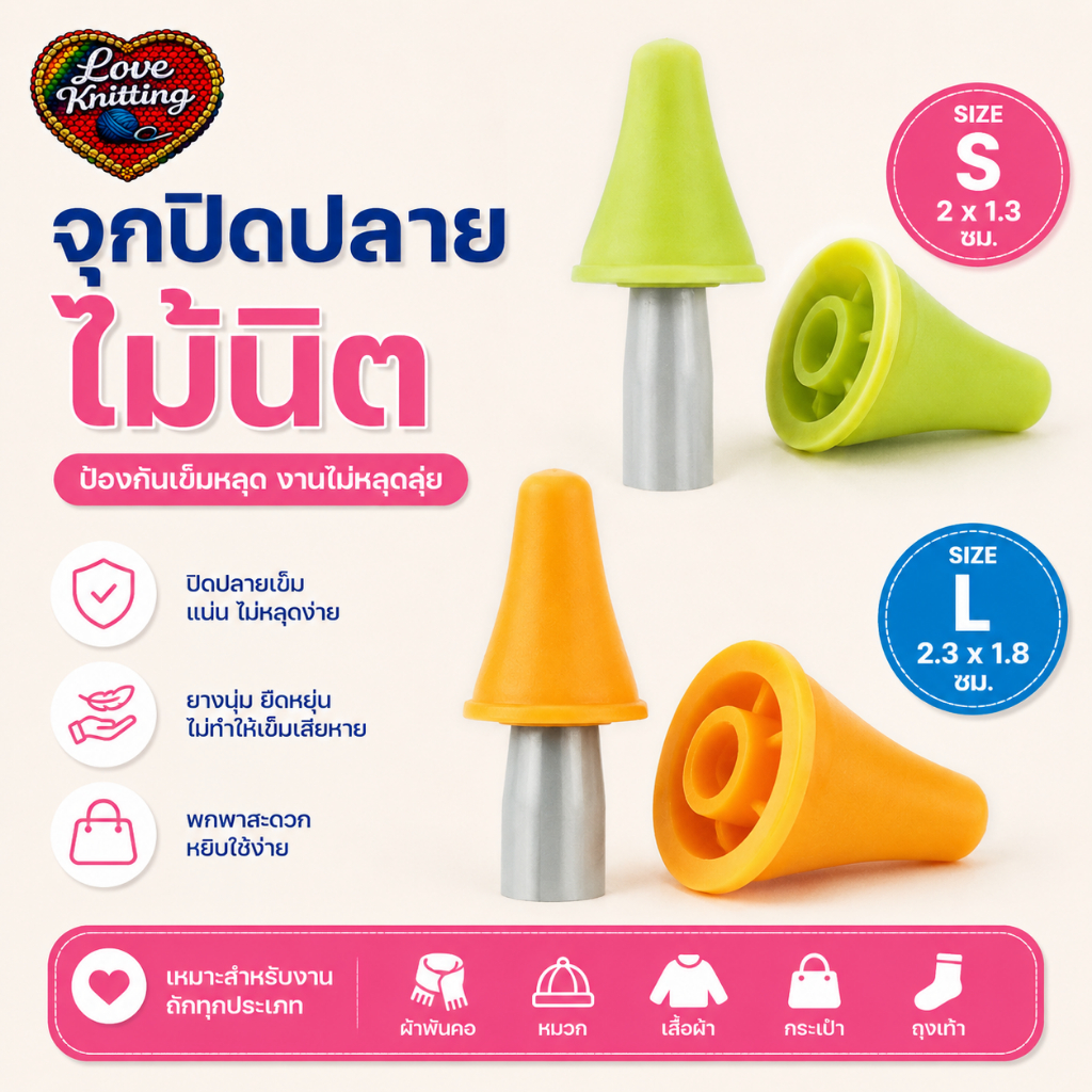 จุกปิดปลายไม้นิต 061 ไม้นิตติ้ง ที่เก็บไม้นิตติ้ง