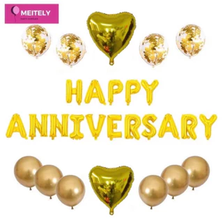 🔥ส่งด่วน🔥 ฟอยล์ Happy Anniversary 16 นิ้ว 16 ชิ้น สําหรับตกแต่ง วัน ครบรอบ คนรัก ของขวัญให้แฟน