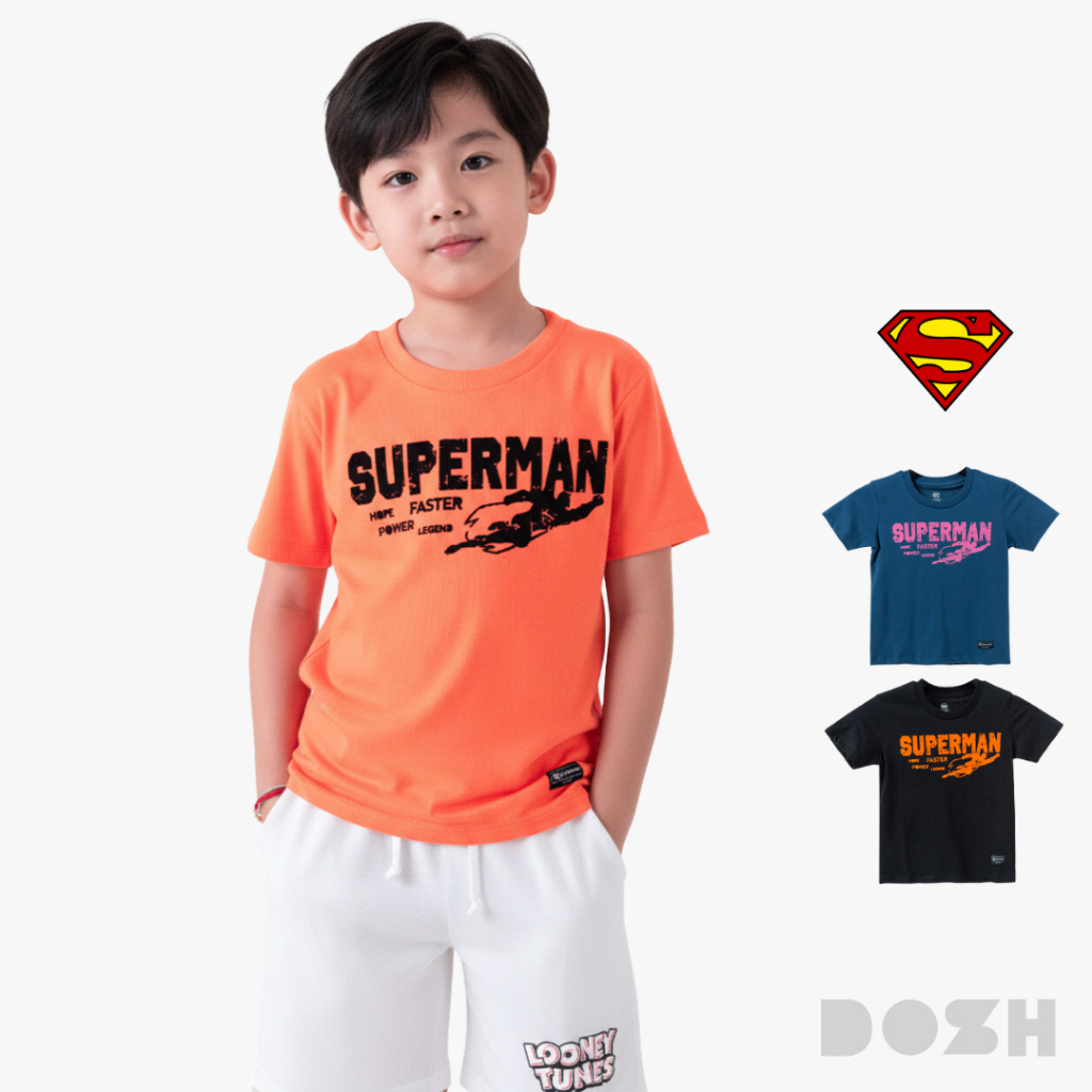 DOSH BOY'S T-SHIRTS SUPERMAN เสื้อยืดคอกลมเด็กชาย 3สี (ส้ม-ดำ-น้ำเงิน) FSBT5050 (4-12)