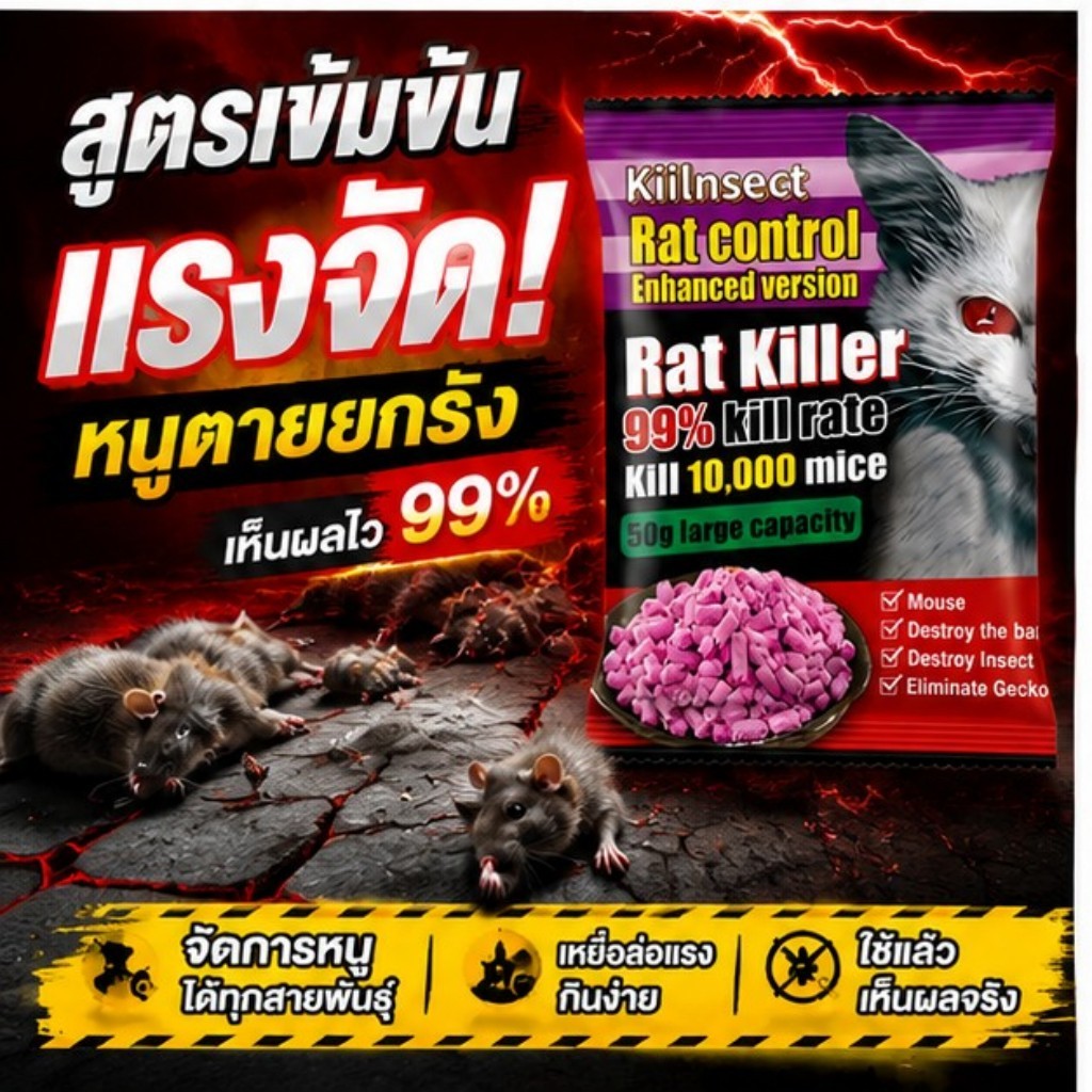 ยากำจัดหนู ออกฤทธิ์แรง กินแล้วตาย ไม่เหม็น ใช้ครั้งเดียว เห็นผลจริง ป้องกันหนูยาวนาน