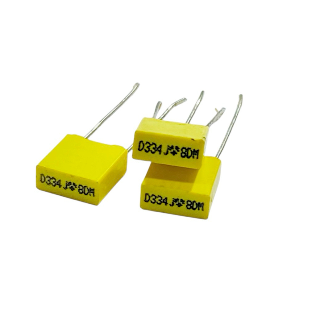 C Poly 334j (.33uf , 330nf) 80V (ราคา 10 ขิ้น) ขนาด 7.5x3.5x7.5 mm มีสอนค้าพร้อมส่งในไท