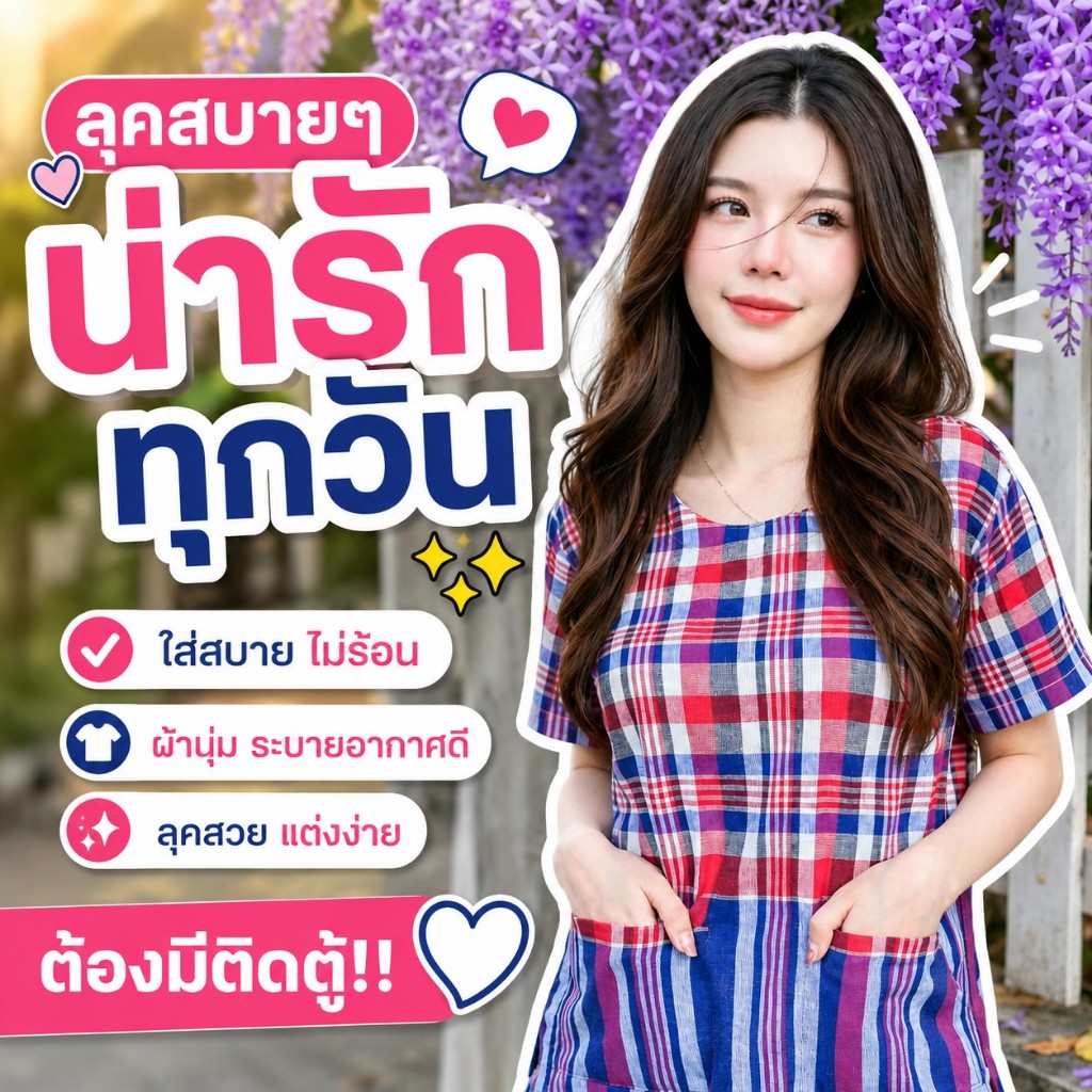 เสื้อขาวม้า - คอกลม ฟอกนุ่มผ้าใส่สบาย