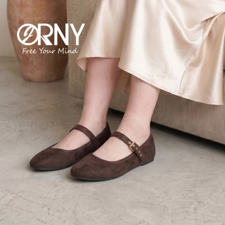 ORNY รองเท้าคัทชูผู้หญิง สไตล์ Mary Jane หนังกำมะหยี่ พื้นนุ่ม OY134
