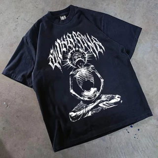 🔥 เสื้อยืด OVERSIZE พิมพ์ลายศพนั่งสมาธิ สไตล์ METALCORE แบรนด์ TARMJAI STUDIO x NIRVANA สกรีนหน้าหลัง คุณภาพสูง พร้อมส่ง