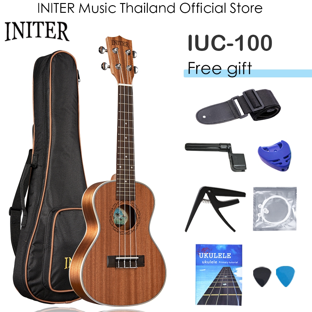 [จัดส่งในพื้นที่]INITER concert tenor ukulele อูคูเลเล่ไม้คุณภาพสูง IUC-100 พร้อมอุปกรณ์เสริมฟรี and original bag