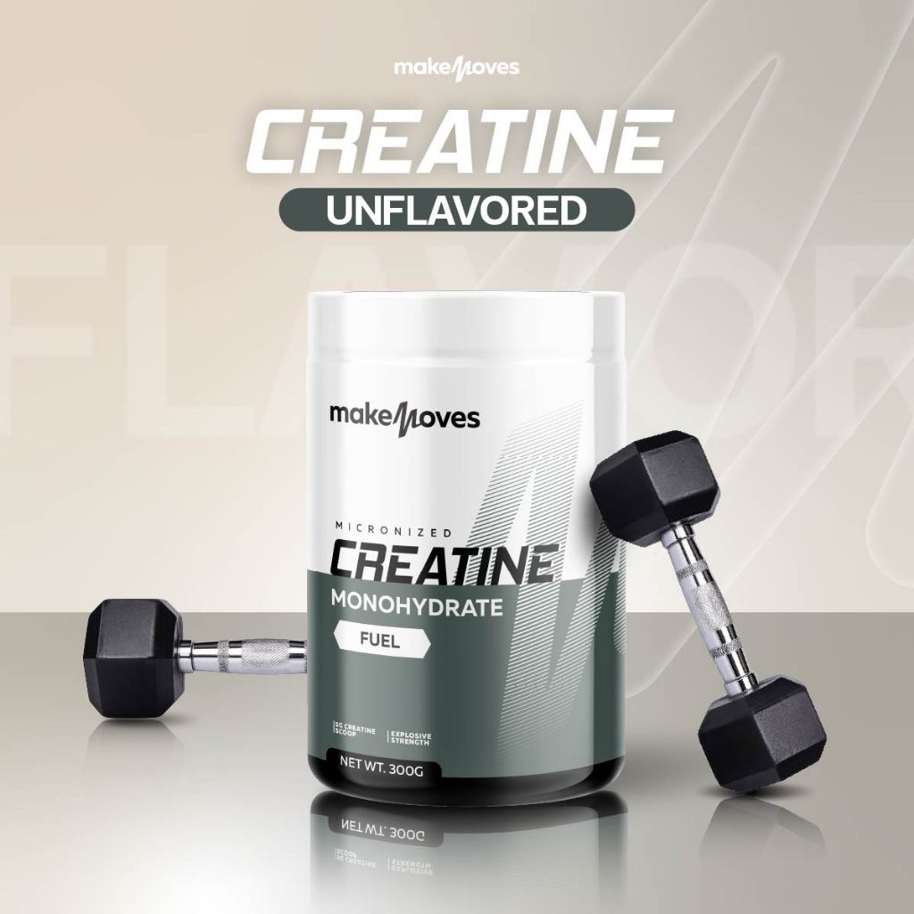 MakeMoves Creatine UNFLAVORED (300g.) - ครีเอทีนผง 5000 มก. รสจืด เพิ่มแรง กล้ามเนื้อ ฟื้นตัวเร็วขึ้