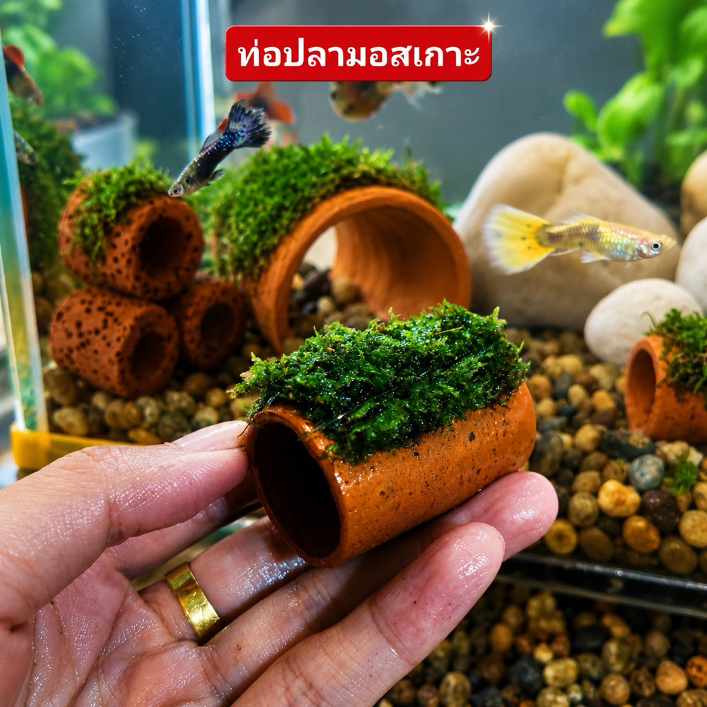 ท่อปลามอสเกาะ 🏡🎏 แต่งตุ้ปลา(มอสจริง)