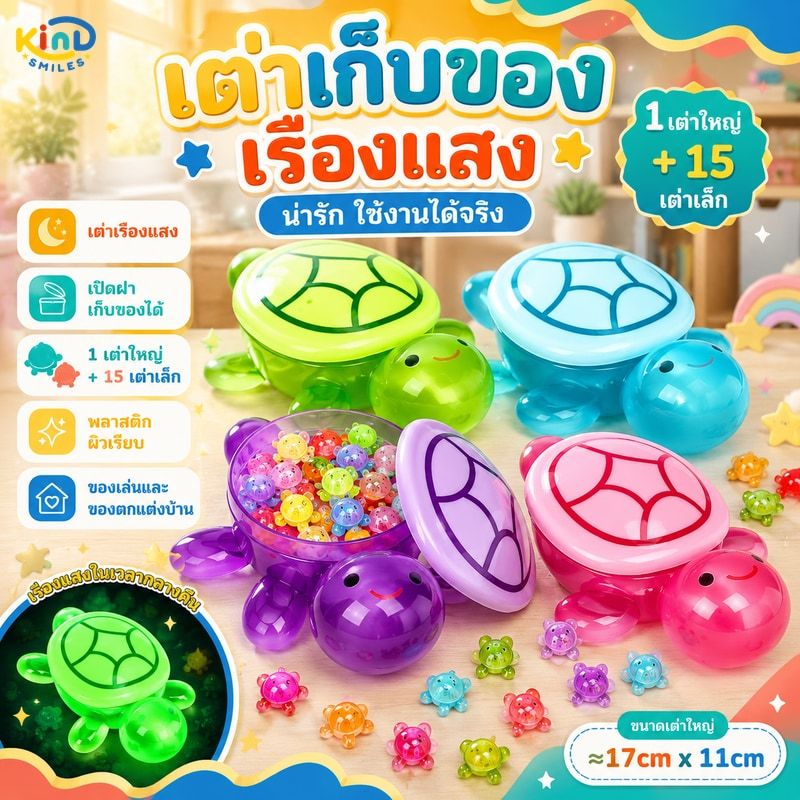 CODของเล่นเต่าขนาดใหญ่เรืองแสง ทําเอง กล่องเก็บของขนาดใหญ่เครื่องประดับสร้างสรรค์ตกแต่งบ้าน