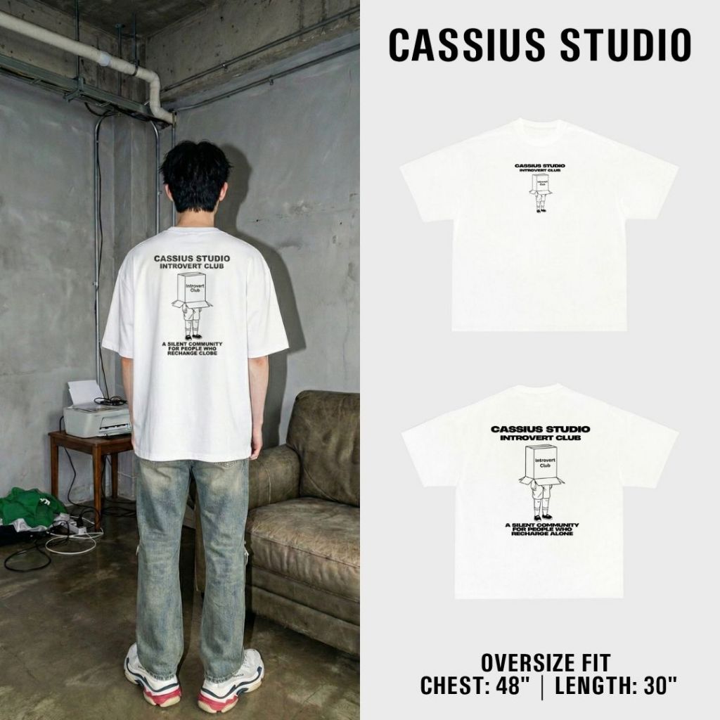 CASSIUS PREMIUM COTTON 100% OVERSIZE สกรีนลาย พรีเมี่ยม &INTROVERT CLUBกล่องคลุม