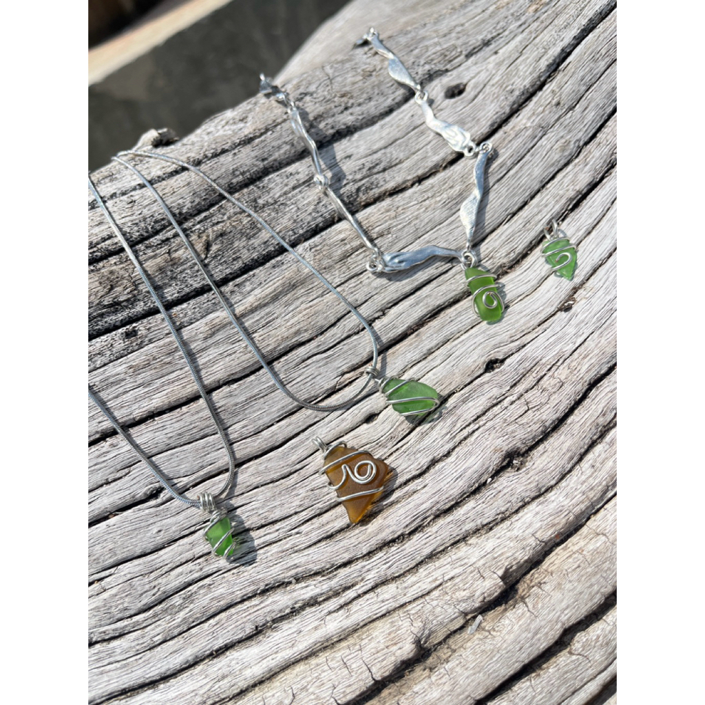 Seaglass สร้อยคอ Sea Glass แสตนเลสแท้ ไม่ลอกไม่ดำ, แบบผูกเชือก DIY 🇹🇭