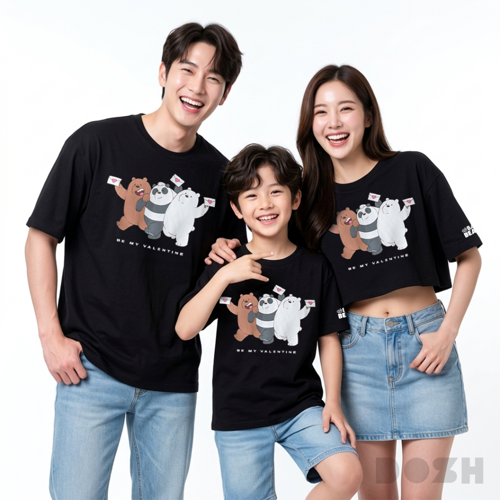 DOSH เสื้อยืดครอบครัวลาย WE BARE BEARS สีดำ DBBMT5096-DBBWT1055-DBBBT5059-BL