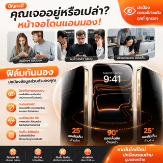 【2 แผ่น】 ฟิล์มกันเสือก iPhone 13-17 Pro/Pro Max HD ชัด ลื่นมือ รับประกัน 90 วัน ติดตั้งง่าย พร้อมกรอบช่วยติดตั้ง