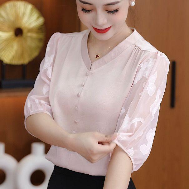 ส่งไวจากไทย⭐Summer⭐M-4XL เกาหลีรุ่นแขนยาวเสื้อผู้หญิงฤดูร้อนหลวมพอดีกับขนาดด้านบน