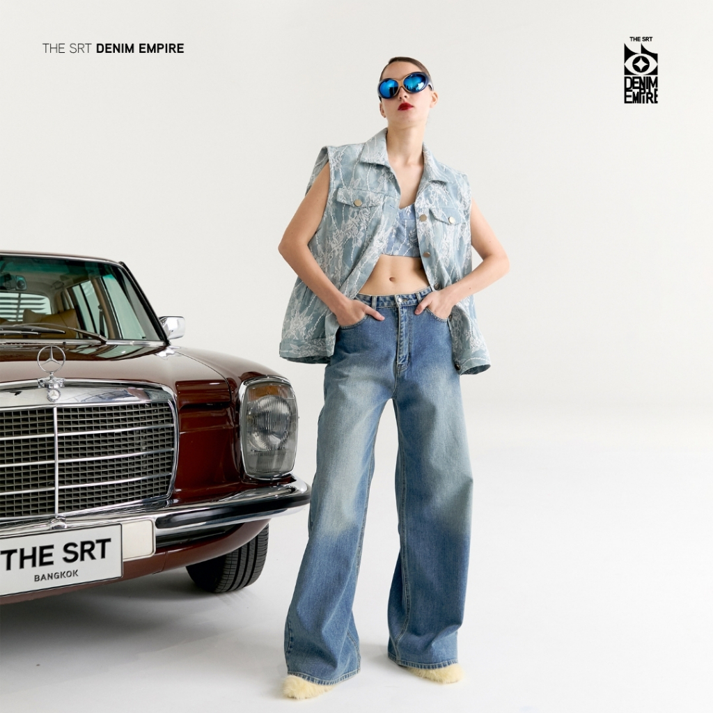 The SRT (TPN334) C1 Straight Empire Jeans กางเกงผ้าเดนิม เอวต่ำ ทรงตรง — صورة 8