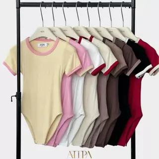 Atipashop - Candy Trim Bodysuit | บอดี้สูทกุ้นแขนสั้น เว้าหลัง สีสันสดใส