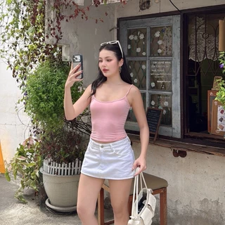 Slim crop สายเดี่ยวรัดรูปทรงเบสิค (2032)