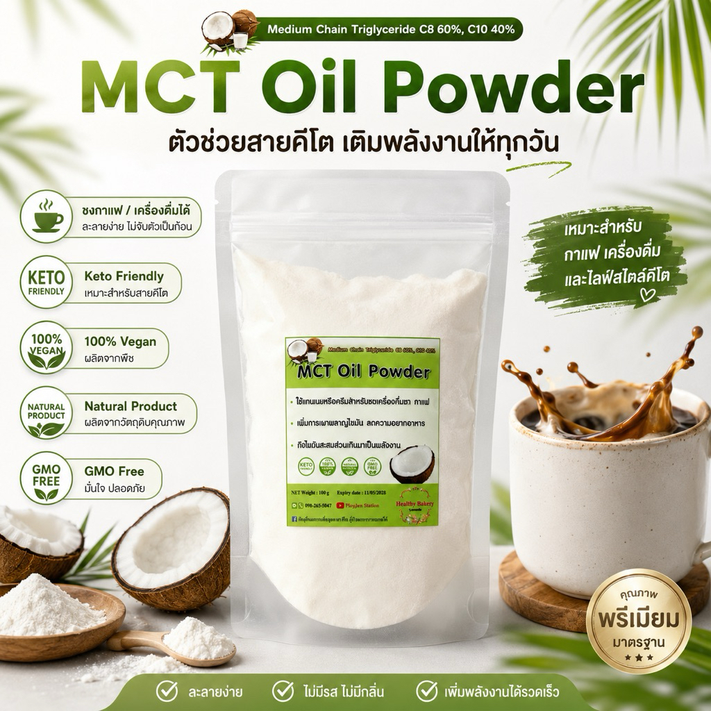 มี3ขนาด keto vegan Mct oil powder C8 60% C10 40%