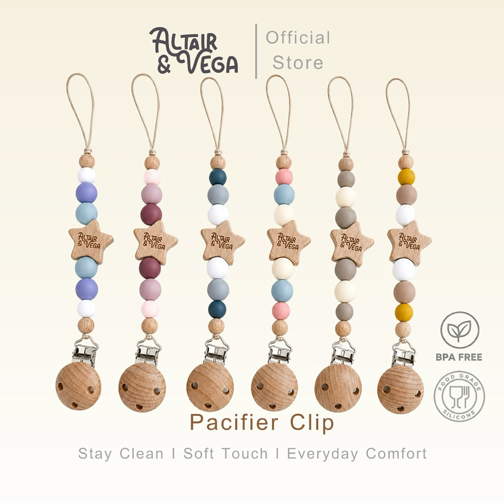 Altair & Vega : Pacifier Clip สายคล้องจุกหลอกซิลิโคน Food Grade BPA Free