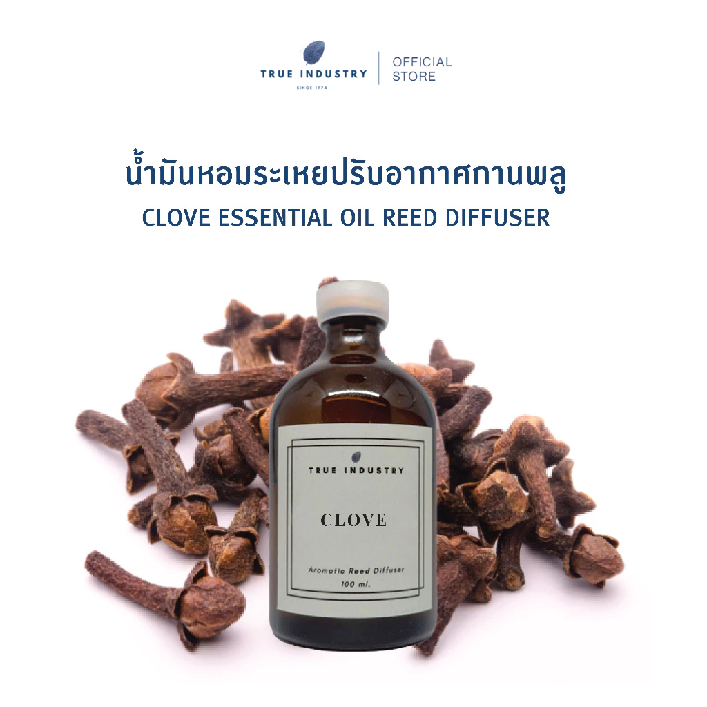 ก้านไม้หอมปรับอากาศกานพลู 100 ml. (Clove Essential Oil Reed Diffuser) แถมฟรี ไม้หวาย 8 ก้าน