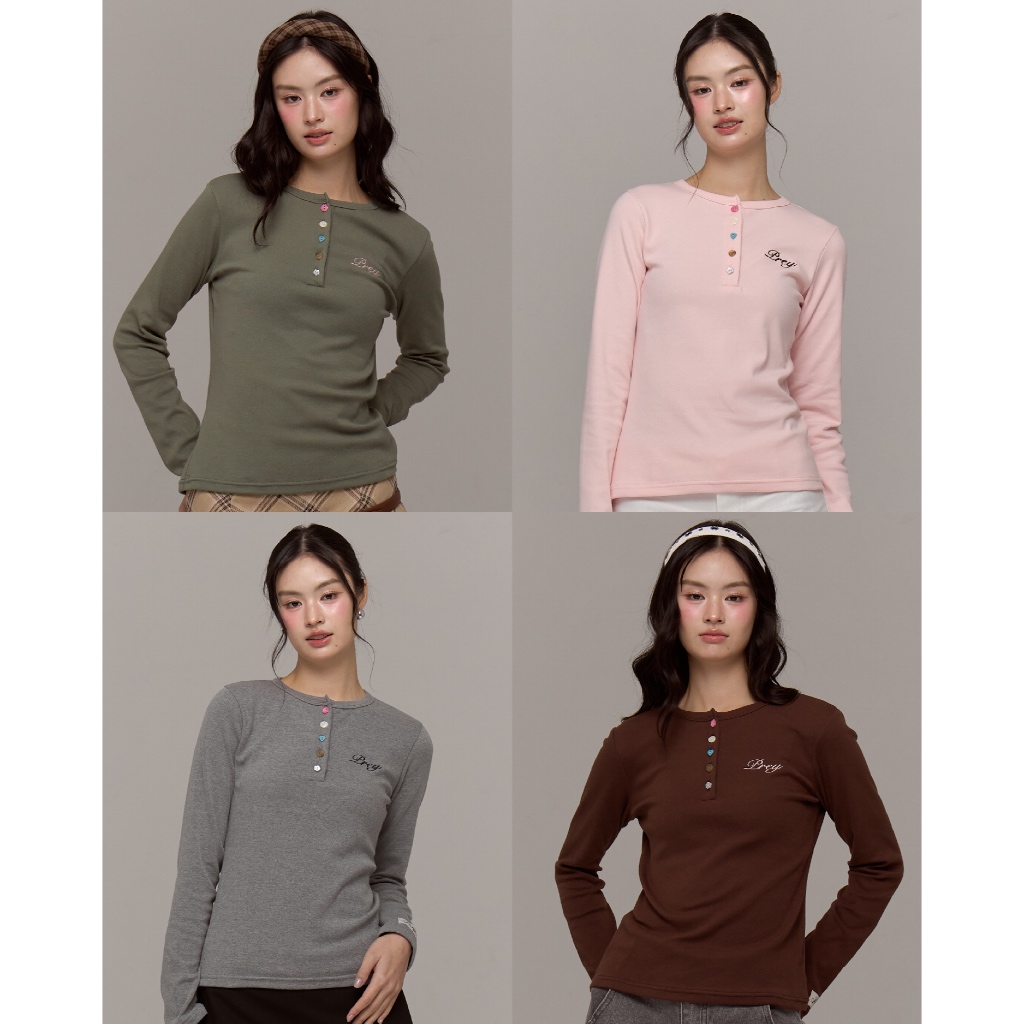 prey เสื้อปาดคอกลมแขนยาว wendy top