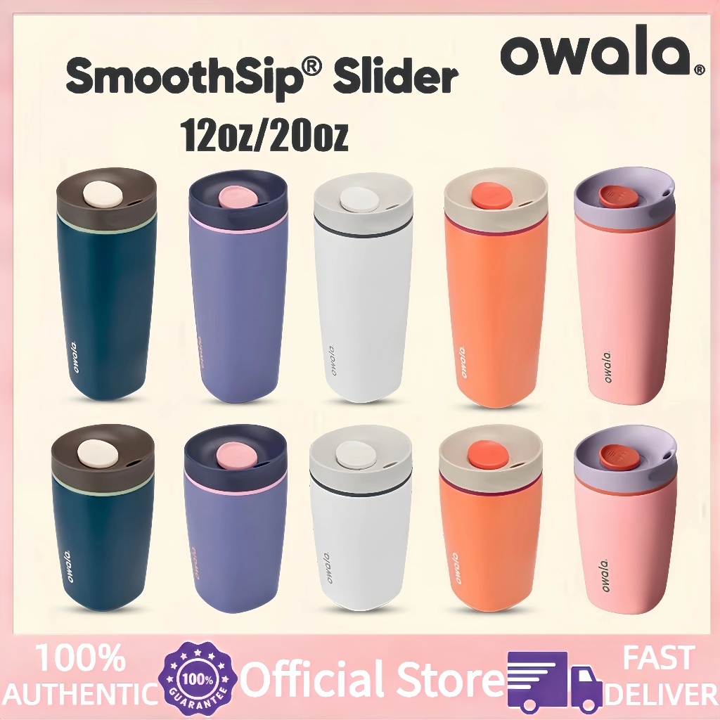 【ของแท้ 100%】Owala SmoothSip แก้วเก็บอุณหภูมิสแตนเลส สำหรับกาแฟ ขนาด 12oz / 20oz ไร้สาร BPA ปากกว้าง กันรั่ว