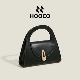 HOOCO กระเป๋า สำหรับผู้หญิง กระเป๋าถือสไตล์วินเทจ ล็อคคลาสสิก ดีไซน์เฉพาะตัว สะพายข้างได้ มินิมอลหรูหรา