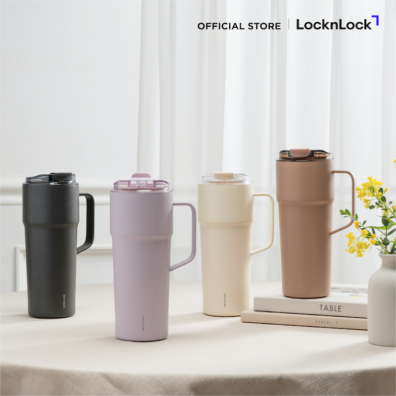 LocknLock แก้วเก็บอุณหภูมิเคลือบเซรามิก Metro Cafe Handle Tumbler ความจุ 750 ml. รุ่น LHC4418