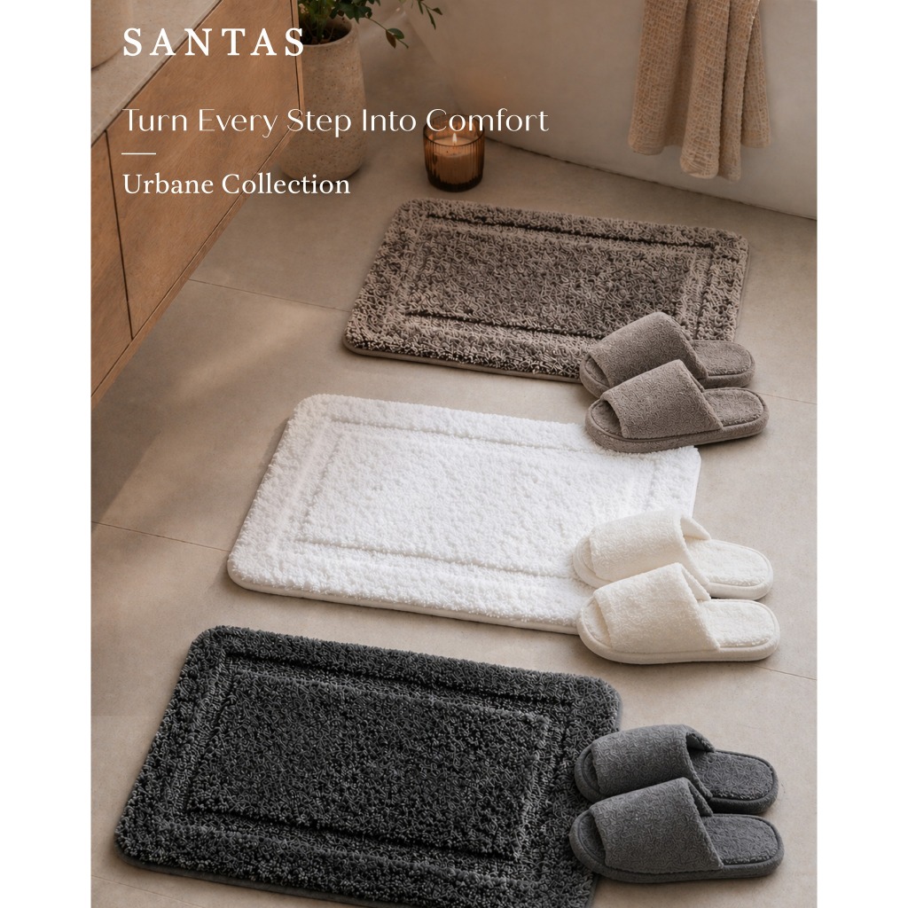 SANTAS พรมห้องน้ำไมโครไฟเบอร์ Memory Foam ดีไซน์ URBANE