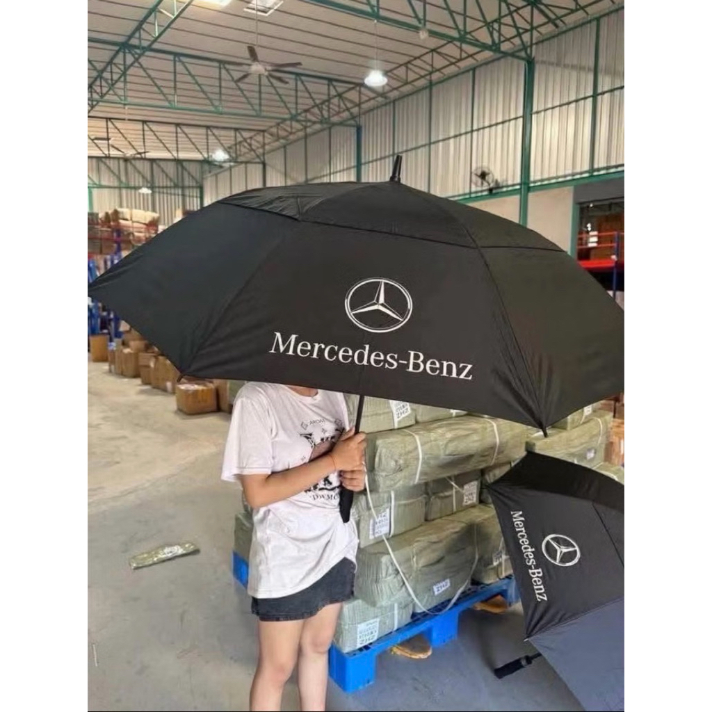 ร่มใหญ่ตีกอล์ฟ ลาย Benz แบบ 2 ชั้น ช่วยลดแรงรม แรงฝนได้อย่างดี งานคุณภาพ เคลือบกันยูวี UV