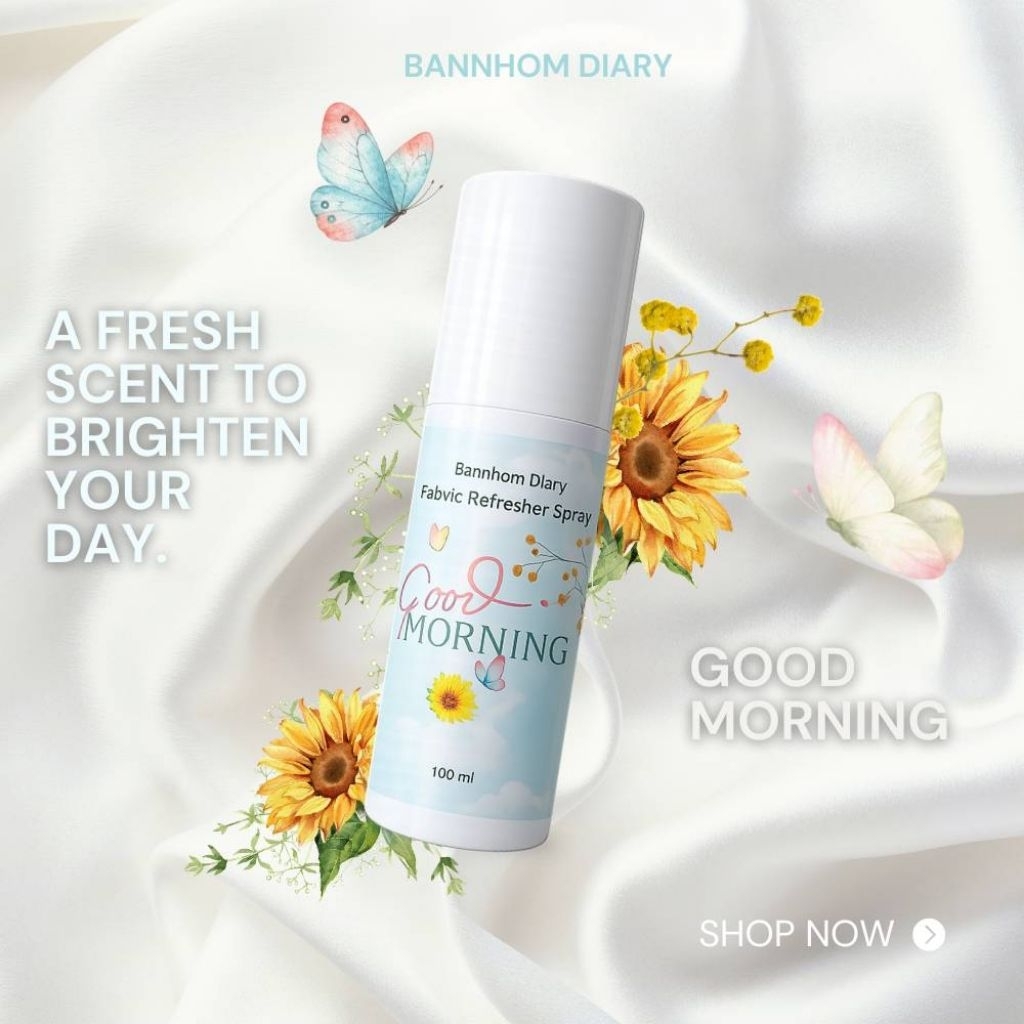 Bannhom Diary สเปรย์ฉีดผ้าหอม "กลิ่นเดียวกับที่ใช้ในร้าน" ใช้ได้กับผ้า สิ่งทอ และภายในห้อง
