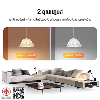 หลอดไฟLED ประหยัดไฟ ให้แสงสว่างกว่า หลอดตะเกียบ แข็งแรงไม่แตกง่าย แสงสีขาว+แสงสีวอร์ม มีให้เลือก 9 ตัวเลือก (3W-25W)