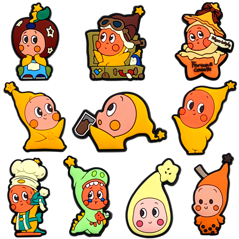 10 ชิ้น/เซ็ตรองเท้า Charm MEIDJ ตัวติดรองเท้า Pvc ตัวการ์ตูน สำหรับตกแต่ง MEIDJ Diy รองเท้าหัวโต ติดง่าย น่ารัก