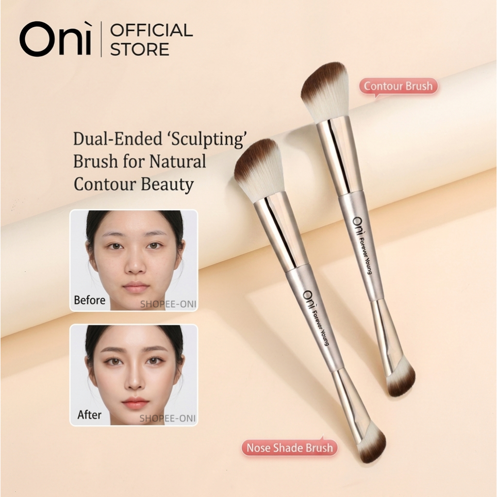 Oni Dual-Ended Nose & Contour Brush Champagne - 2-in-1 Nose Shadow & Face Contouring Brush,แปรงจมูกสองหัว,แปรงแต่งจมูก