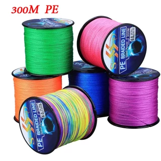 สายพีอี ถัก 4 เส้น ยาว 300 เมตร ถักลาย 6 สี สายตกปลา 4 เส้น อุปกรณ์ตกปลากลางแจ้ง สายหลักตกปลา สายพีอีตกปลา