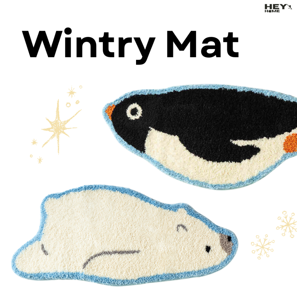 Heyhome พรมปูพื้นลายสัตว์น่ารัก Wintry Mat พรมลายเพนกวิ้น พรมลายหมีขั้วโลก ขนหนานุ่มใช้ได้จริง ขนาด 40*80 cm.