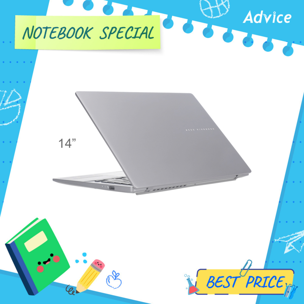 Asus Notebook (โน๊ตบุ๊ค) Vivobook S14 D3407HA-OLED714WA (Matte Gray) - A0171339