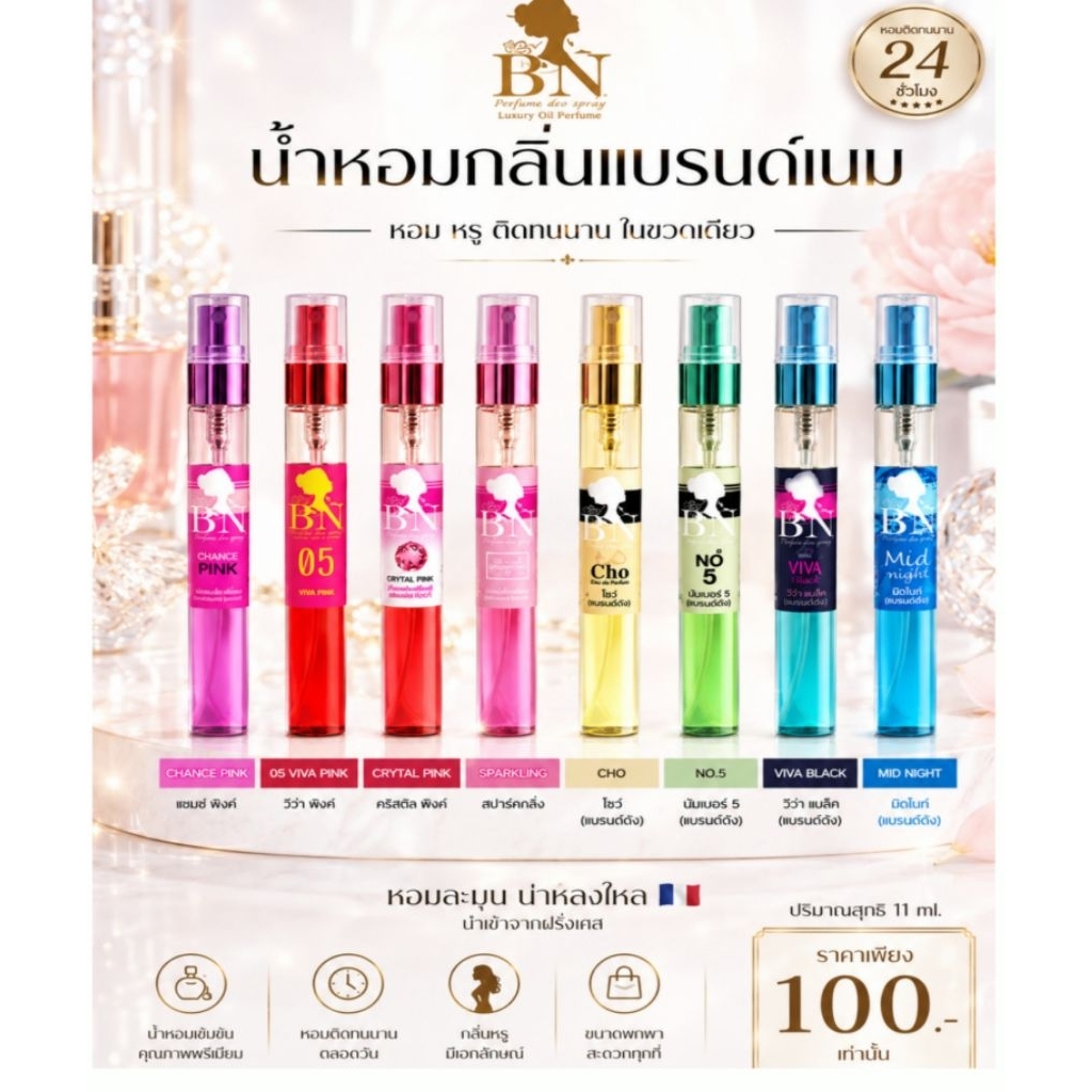 BNน้ำหอมติดทนนานกว่า 12 ชม.100/1ขวด 11ml
