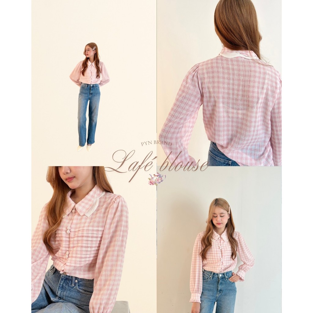 Lafe' Blouse( เสื้อเบลาส์แขนยาวแต่งปก2ชั้น)