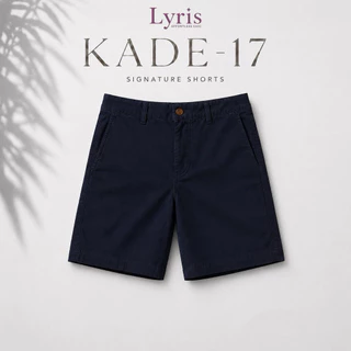 Lyris KADE กางเกงขาสั้นผู้ชาย 17 นิ้ว สีกรมท่า Silent Navy ผ้าชิโน่ ทรงตรง กางเกงชิโน่ผู้ชาย ใส่เที่ยว ใส่ทำงาน